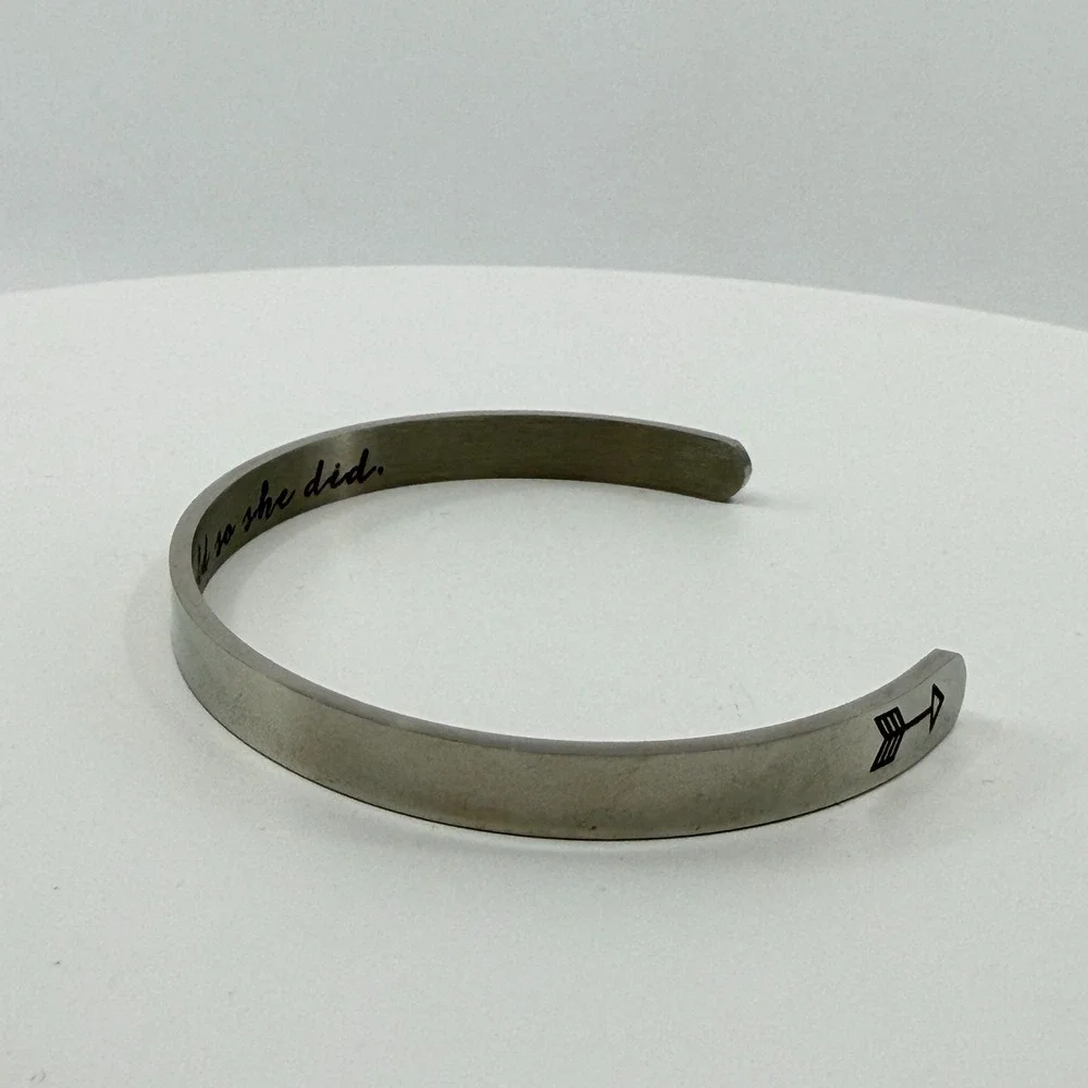 Inspirational Cuff Bracelet She Believed She Could So She Did Arrow Silver Tone